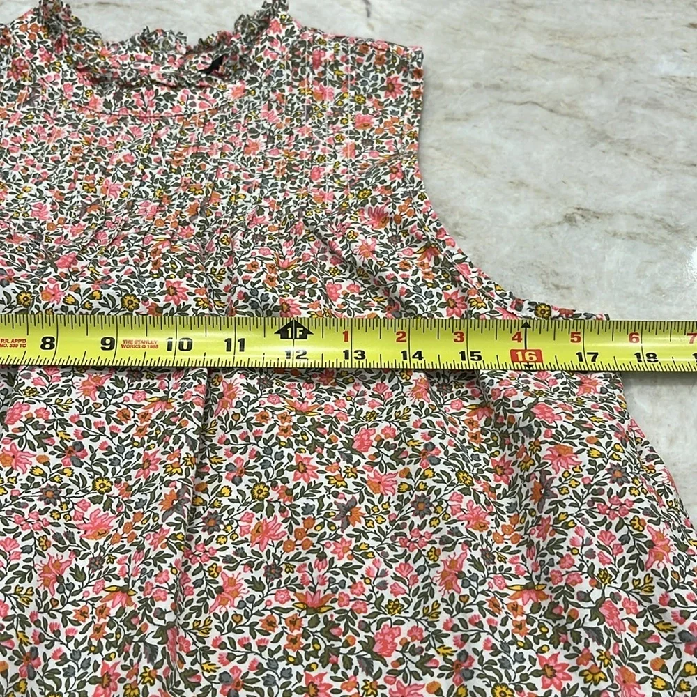 J Crew | Pintuck Cotton Poplin Top | Scattered Blooms (Pink & Green Floral) | XS